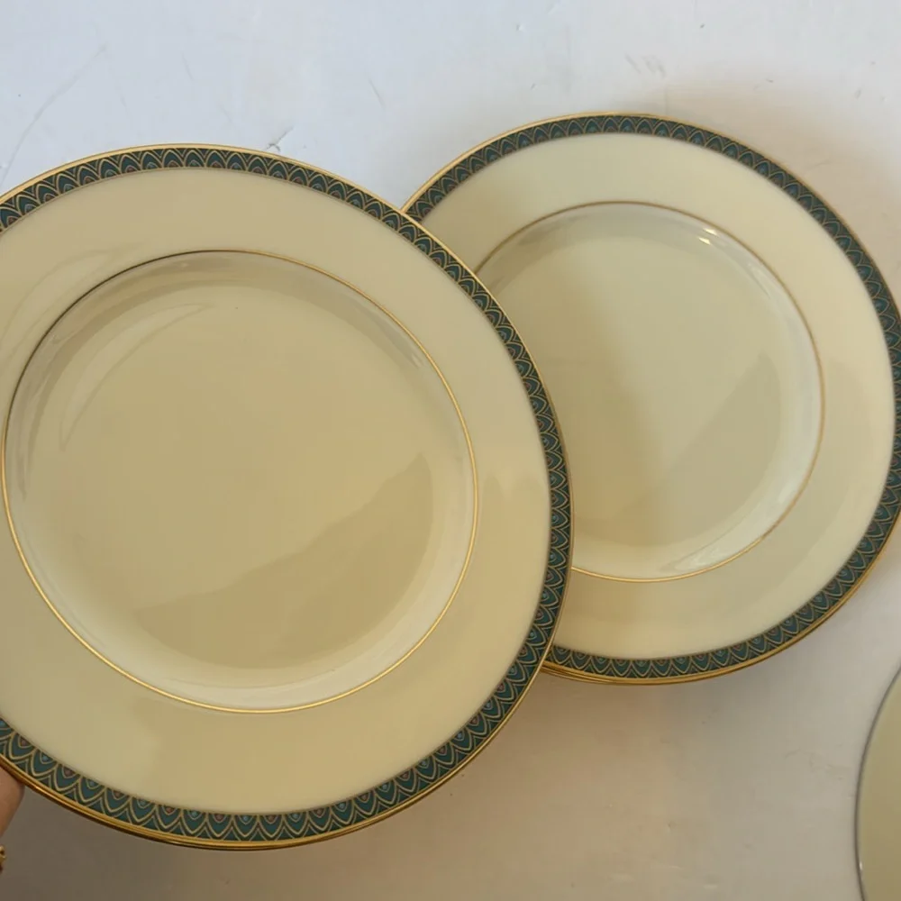 Lenox Patriot gold trim 6 piece cup plates set